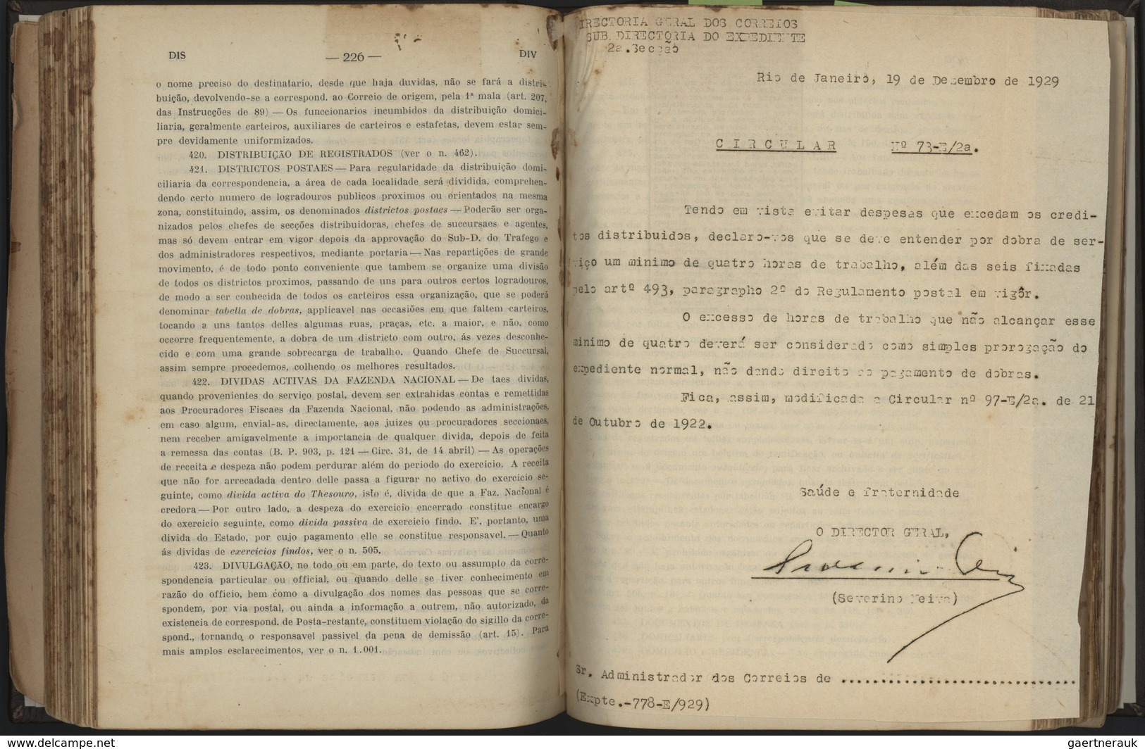 Brasilien - Besonderheiten: 1922/1932, Alfredo De Souza Barros: "Legislacao Postal 1922", Complete B - Autres & Non Classés