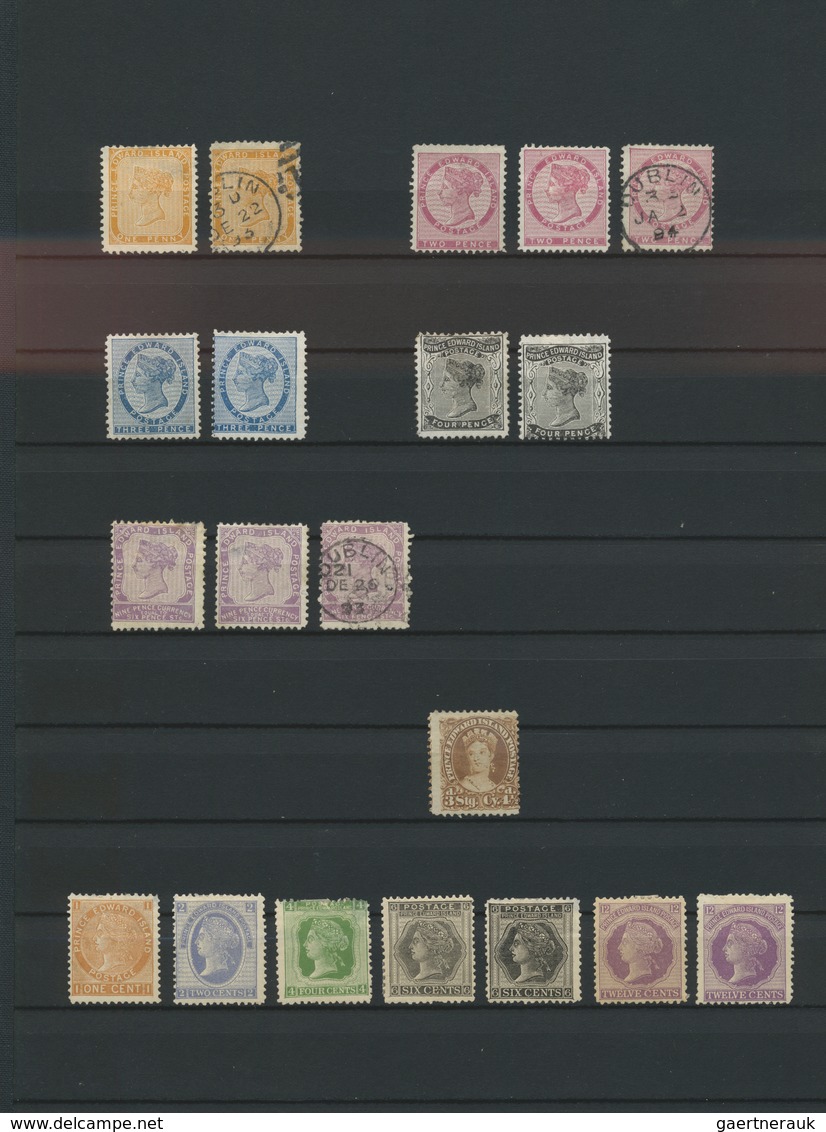 */(*)/O Canada - Kanadische Staaten / Canadian States: 1850's-1940's: Collection of about 100 stamps from va