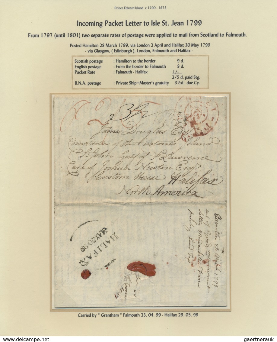 Br Prinz-Edward-Insel: 1799/1875: Over Two Dozen Items, 1799 Onwards With Rates And Routes Extensively - Lettres & Documents