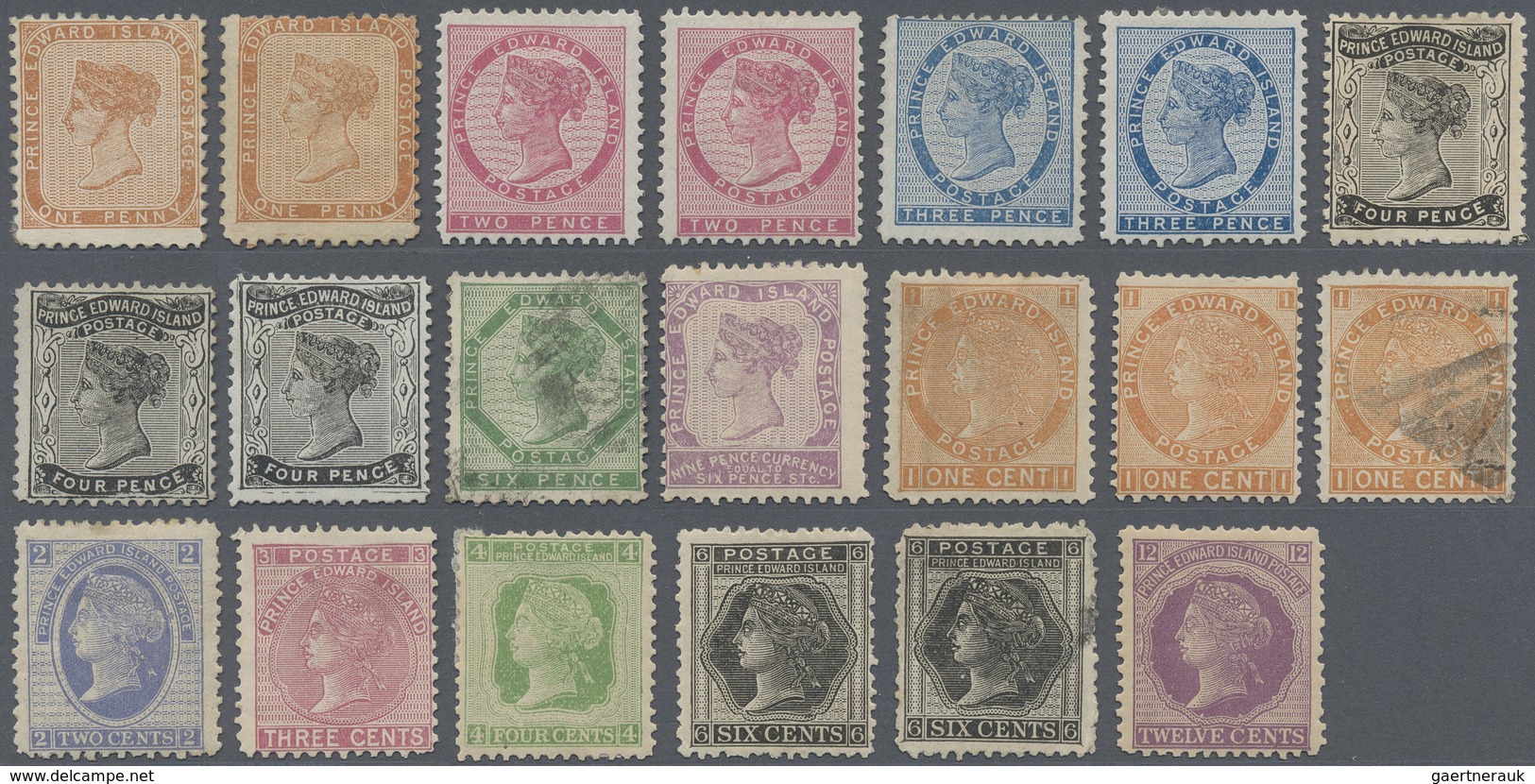 */O Prinz-Edward-Insel: 1862-1872: Mint And Used Collection Of 20 Stamps, Mint And Used, Various Issues, - Lettres & Documents