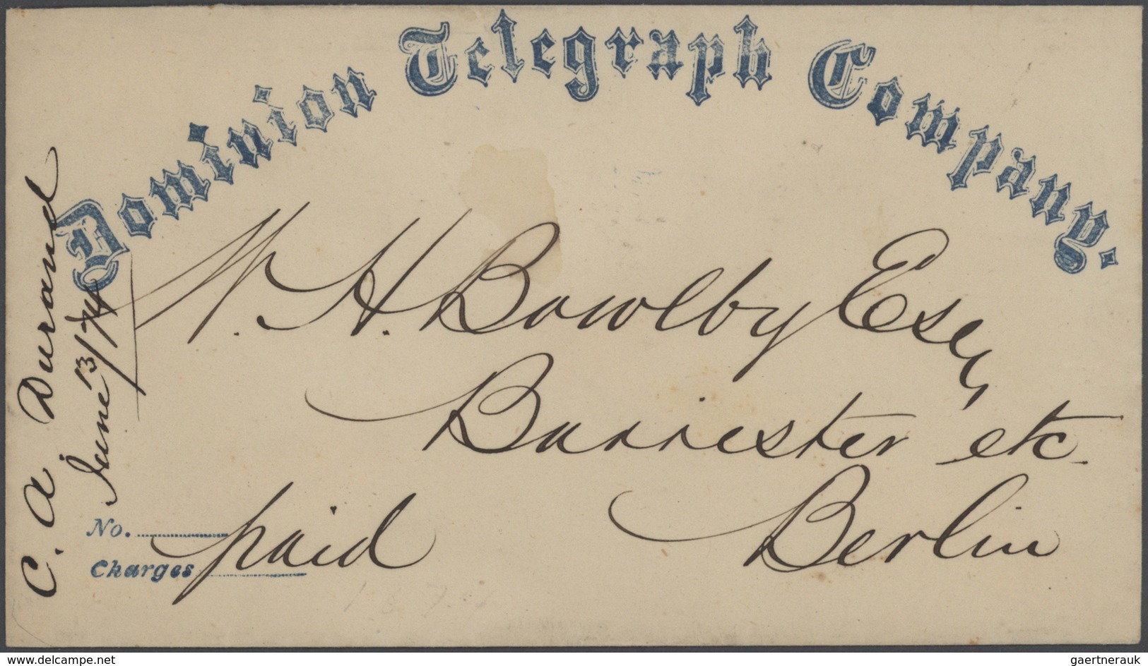 Br/GA Canada: 1850/1940 (ca.) Scarce Collection Of Ca. 80 Telegram-envelopes And Franked Telegrames Includ - Autres & Non Classés