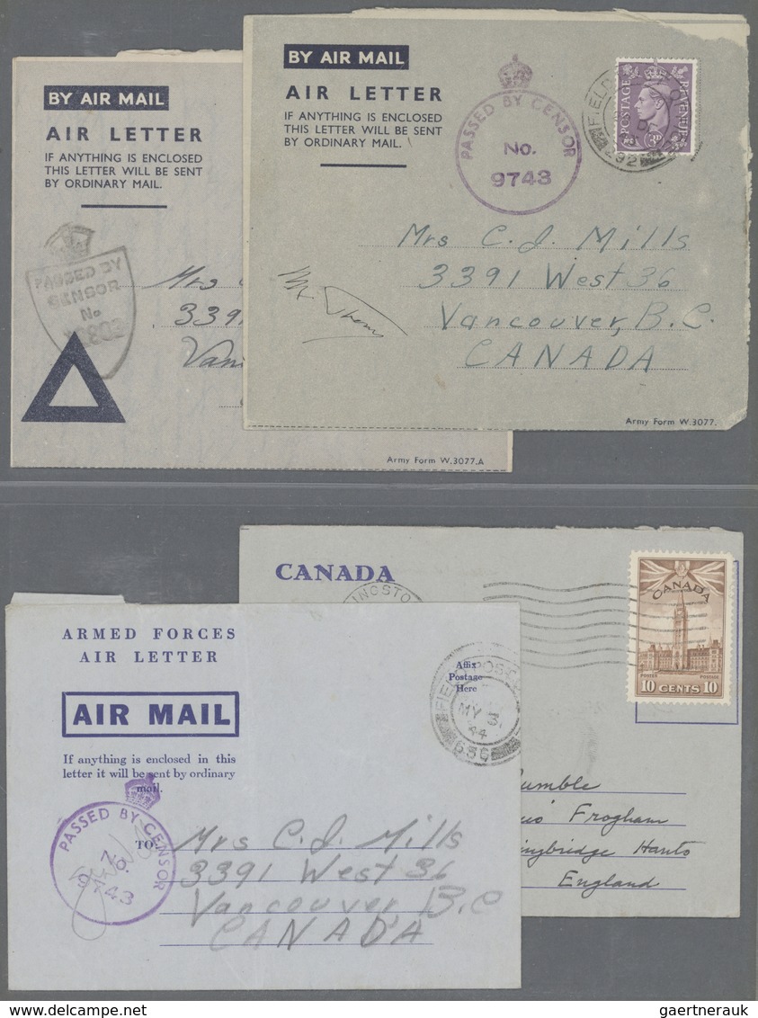 Br/GA Canada: 1940's CANADIAN MILITARY MAIL: Archive Correspondence Of WWII Period, With More Than 100 Aer - Autres & Non Classés