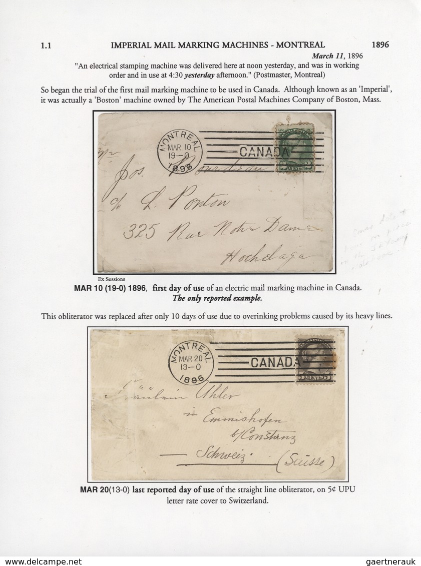 Br/GA Canada - Stempel: 1896/1902, THE MACHINE CANCELLATIONS OF CANADA, Extraordinary Collection Of Apprx. - Histoire Postale