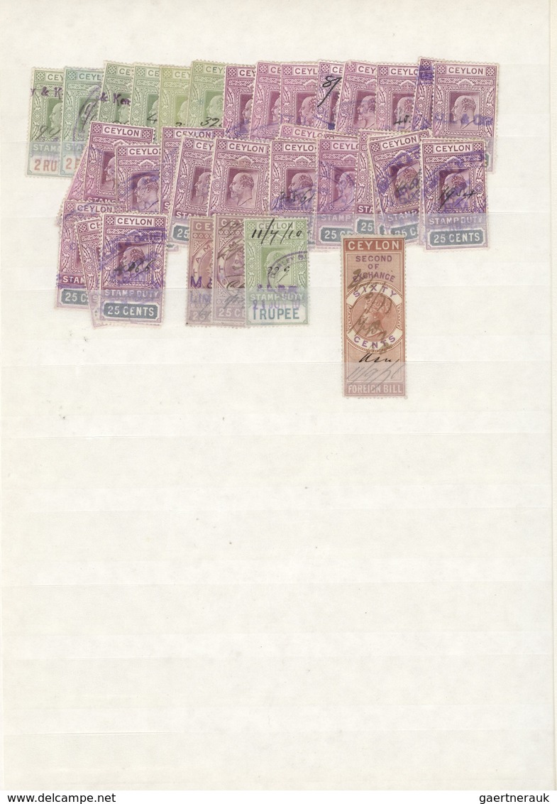 O Ceylon / Sri Lanka: 1880/1910 (ca.), Fiscals, Accumulation Of Apprx. 170 Fiscal Stamps QV And KEVII. - Sri Lanka (Ceylan) (1948-...)