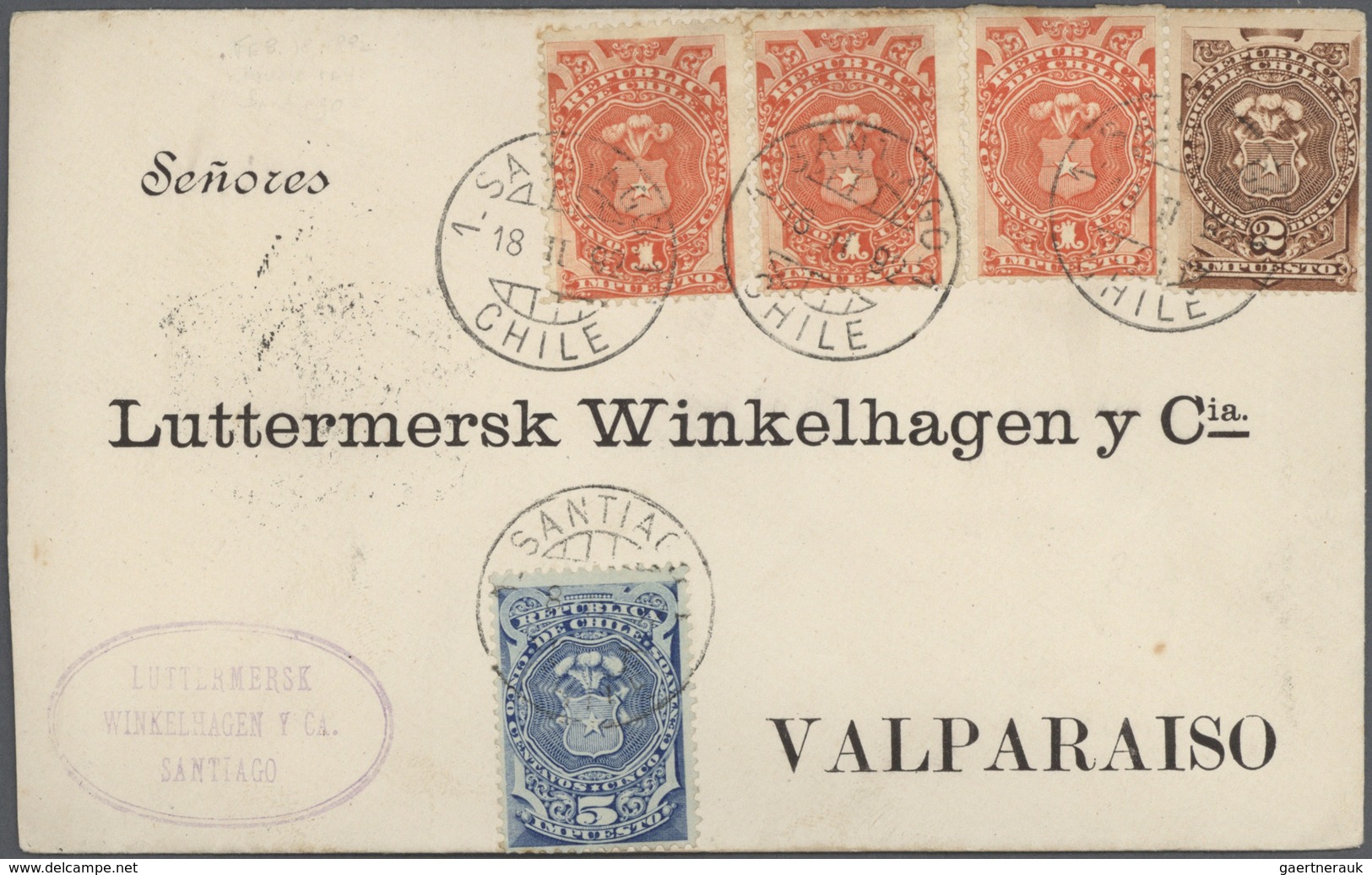 Br/GA Chile: 1891/1913, FISCALS POSTALLY USED, Collection Of 34 Covers/stationeries Bearing Fiscals Stamps - Chili