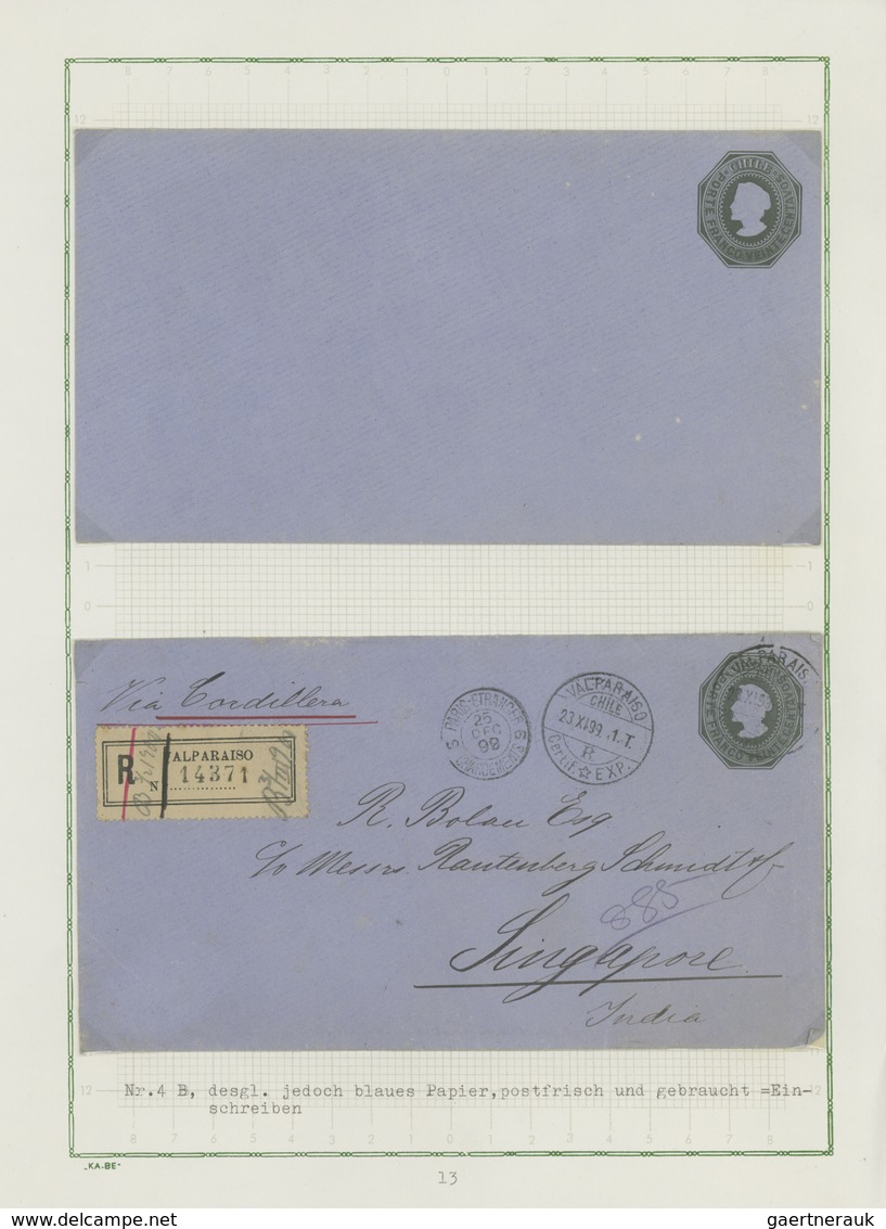 GA Chile - Ganzsachen: 1873/1925, Collection Of Postal Stationery In Two Albums, Mint And Used Througho - Chili