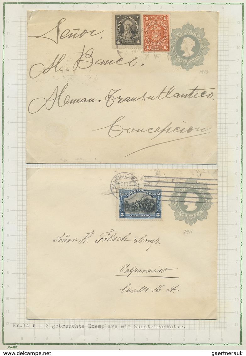 GA Chile - Ganzsachen: 1873/1925, Collection Of Postal Stationery In Two Albums, Mint And Used Througho - Chili