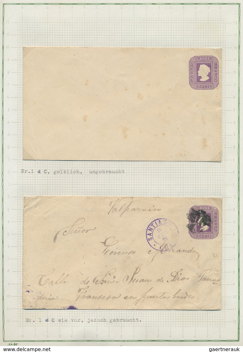 GA Chile - Ganzsachen: 1873/1925, collection of postal stationery in two albums, mint and used througho