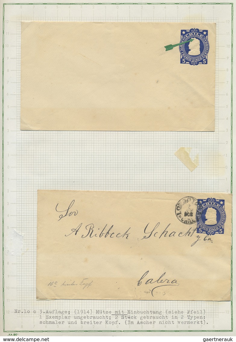 GA Chile - Ganzsachen: 1873/1925, collection of postal stationery in two albums, mint and used througho