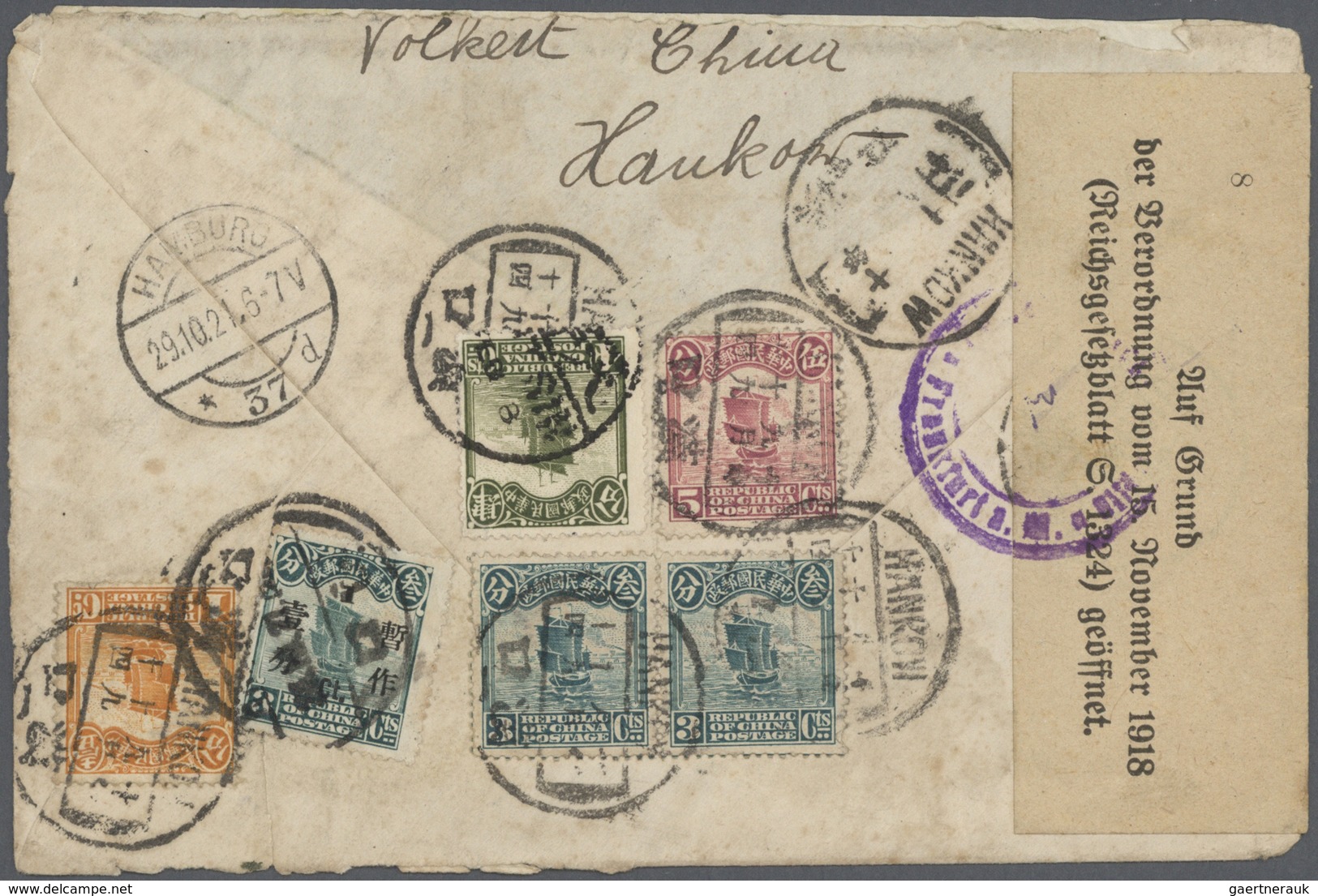 Br/GA/ China: 1897/1948, Covers (2, Inc. German Currency Control), Stationery Mint/used (12), HK Franked Wr - Autres & Non Classés