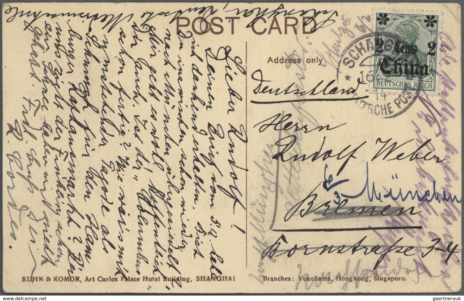 Br/GA/ China: 1897/1948, covers (2, inc. german currency control), stationery mint/used (12), HK franked wr