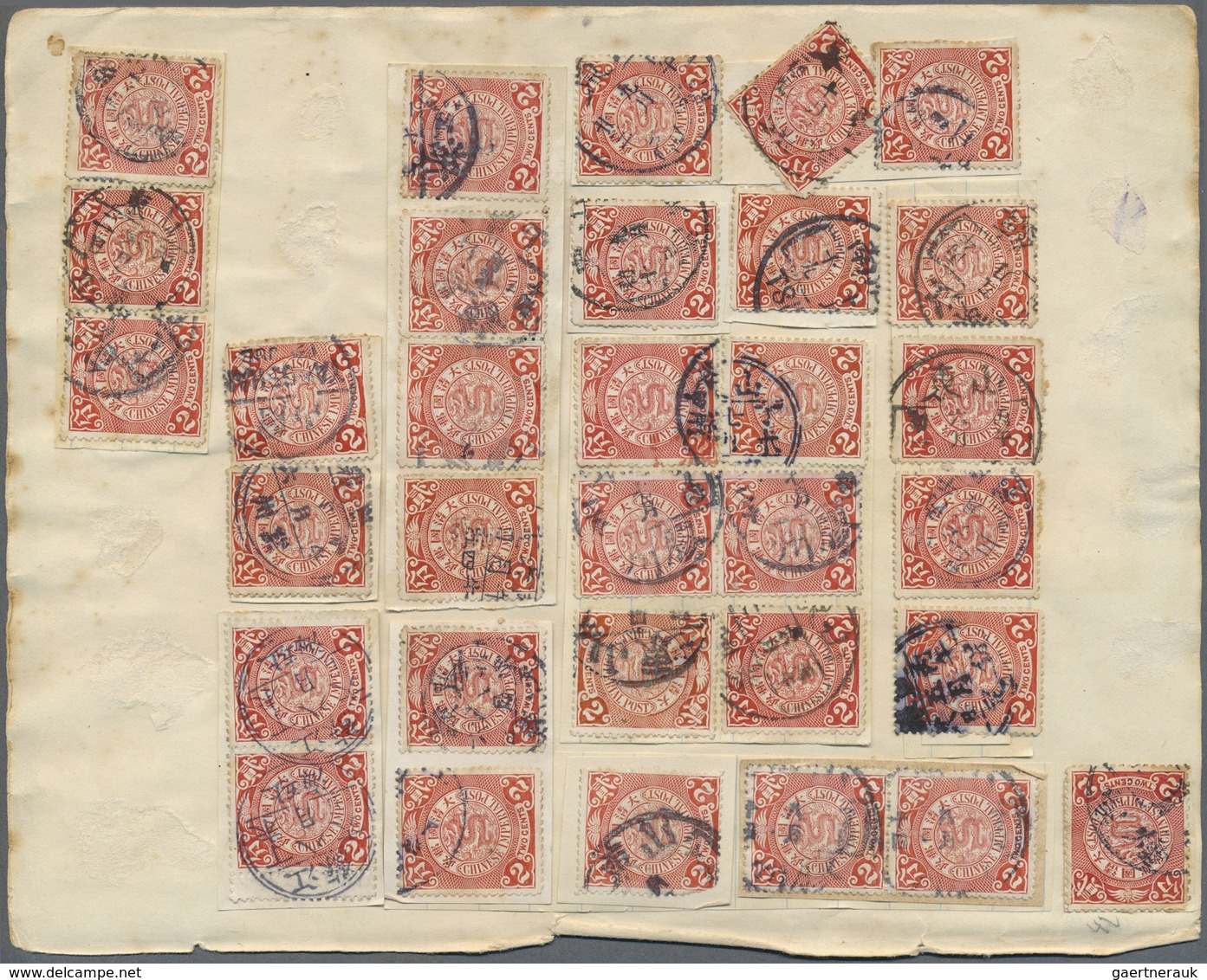 O China: 1898/1930 (ca.), 200+ used, mainly coiling dragons 1 C./4 C. from places in Shantung or Chihl