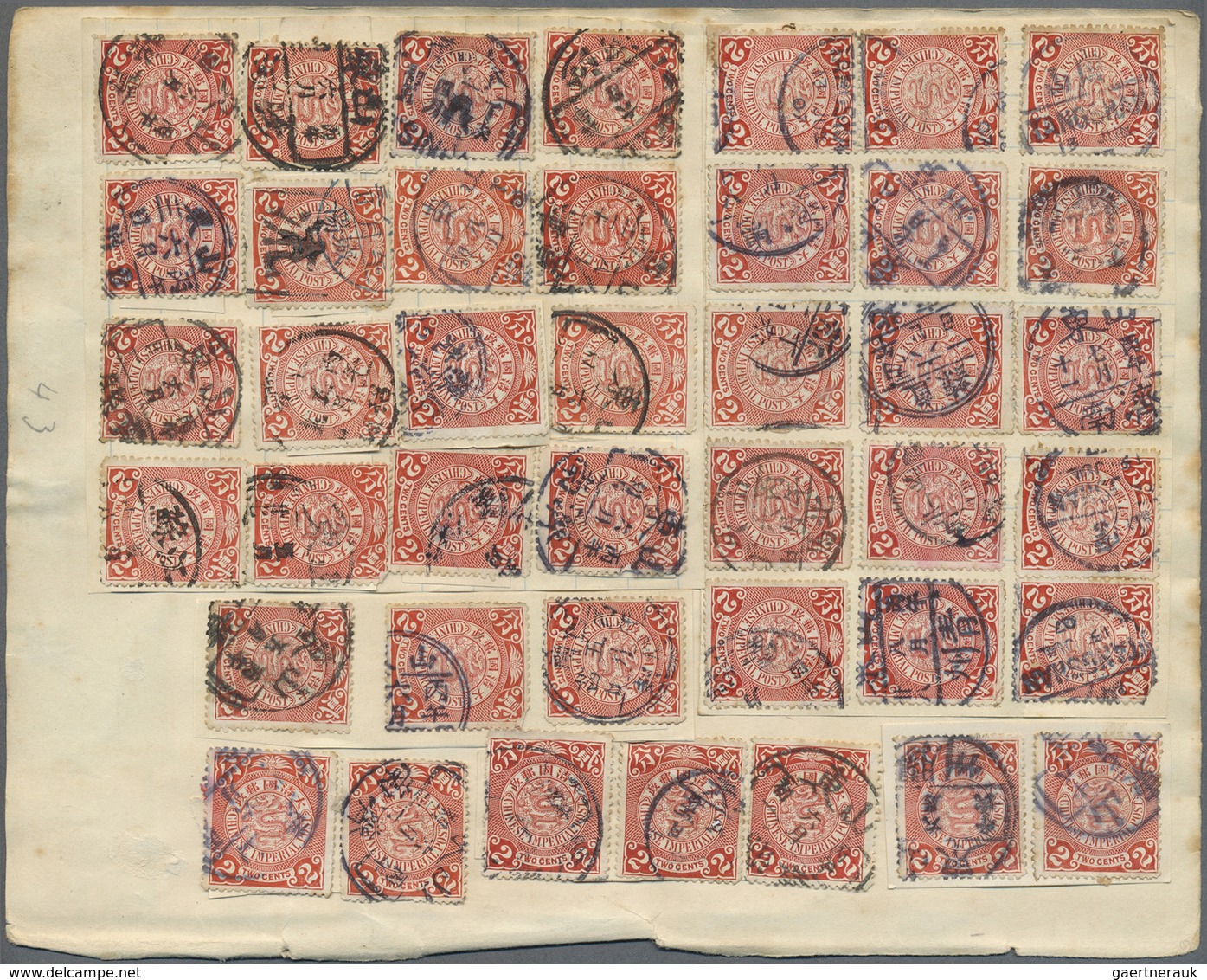 O China: 1898/1930 (ca.), 200+ used, mainly coiling dragons 1 C./4 C. from places in Shantung or Chihl