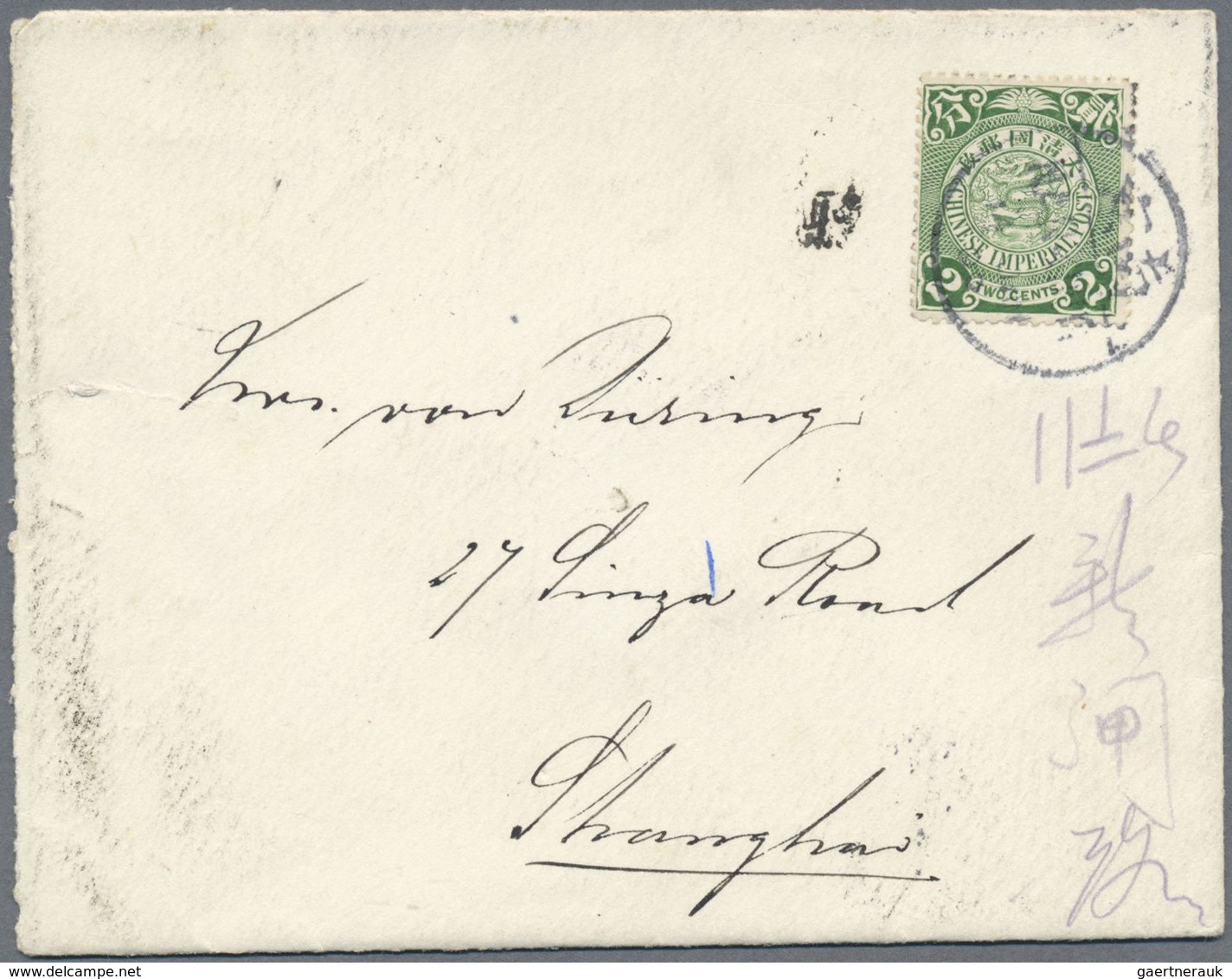 Br/ China: 1898/1912, Coiling Dragons On Covers (5), Ppc (5) Used To Germany Or China Inland; Also 1912 - Autres & Non Classés