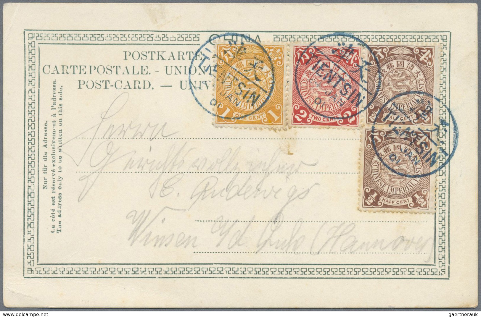 Br/ China: 1898/1912, coiling dragons on covers (5), ppc (5) used to Germany or China inland; also 1912