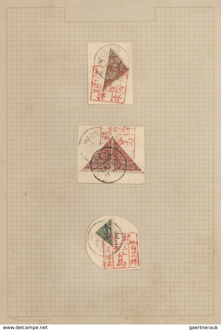 Brfst China: 1902, Assembly Of Bisects Or Even Trisects All On Piece (98) Mounted On Old Blanc Pages, With - Autres & Non Classés