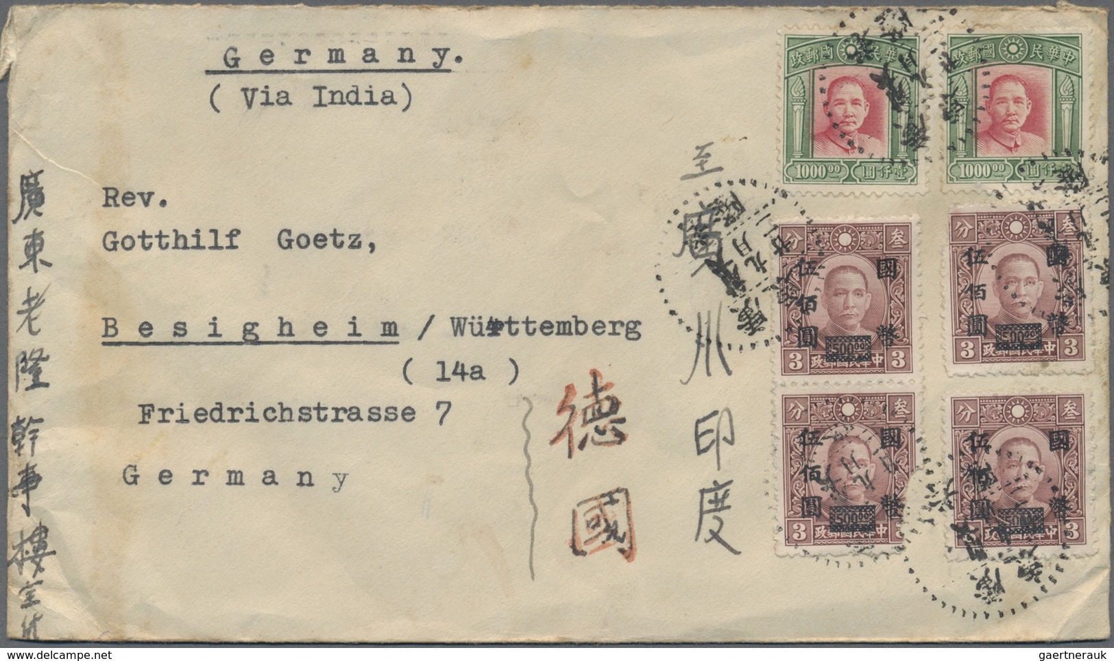 Br/GA China: 1925/1946, About 35 Covers And Stat. Cards, Mostly From Missionary Correspondence To Germany - Autres & Non Classés