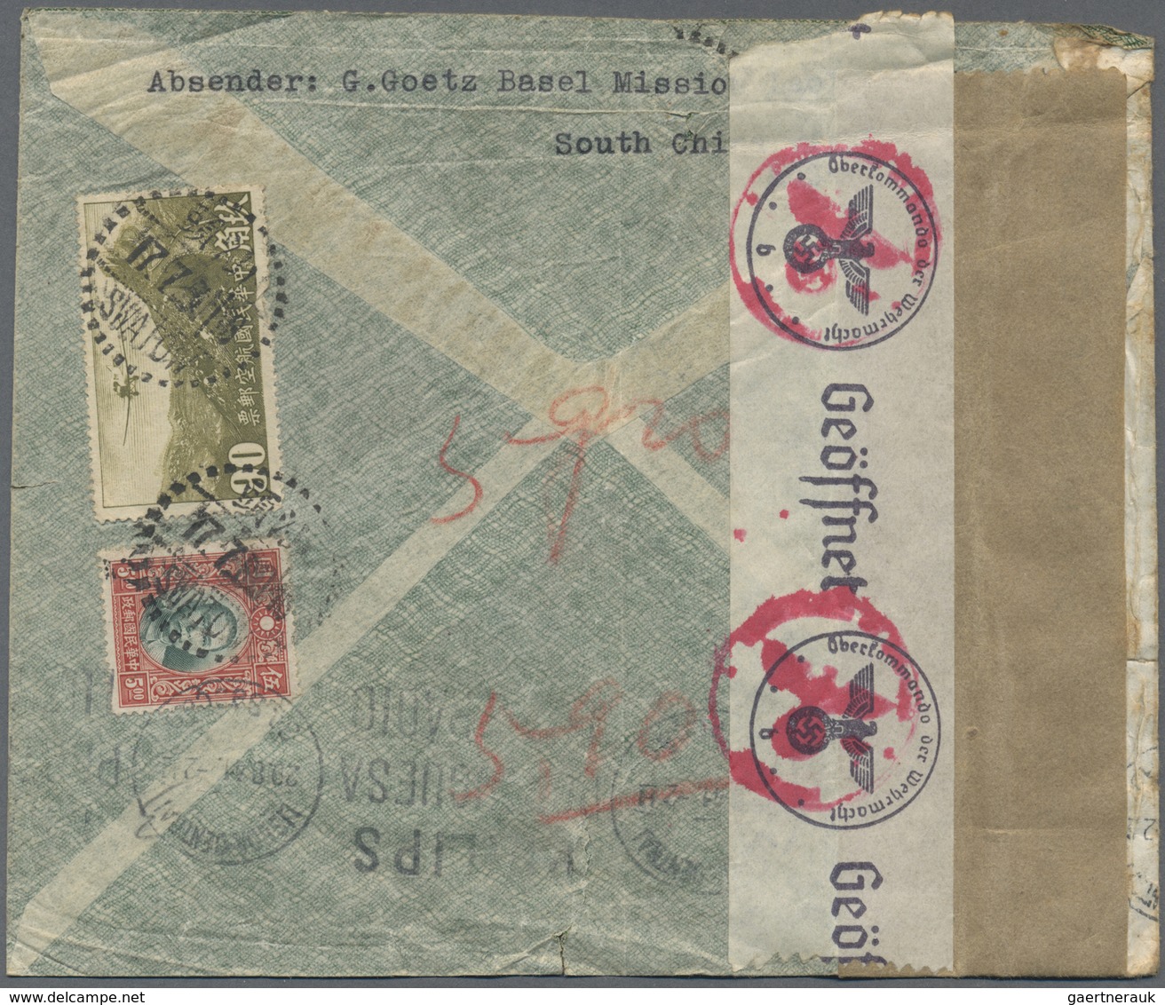 Br/GA China: 1925/1946, About 35 Covers And Stat. Cards, Mostly From Missionary Correspondence To Germany - Autres & Non Classés