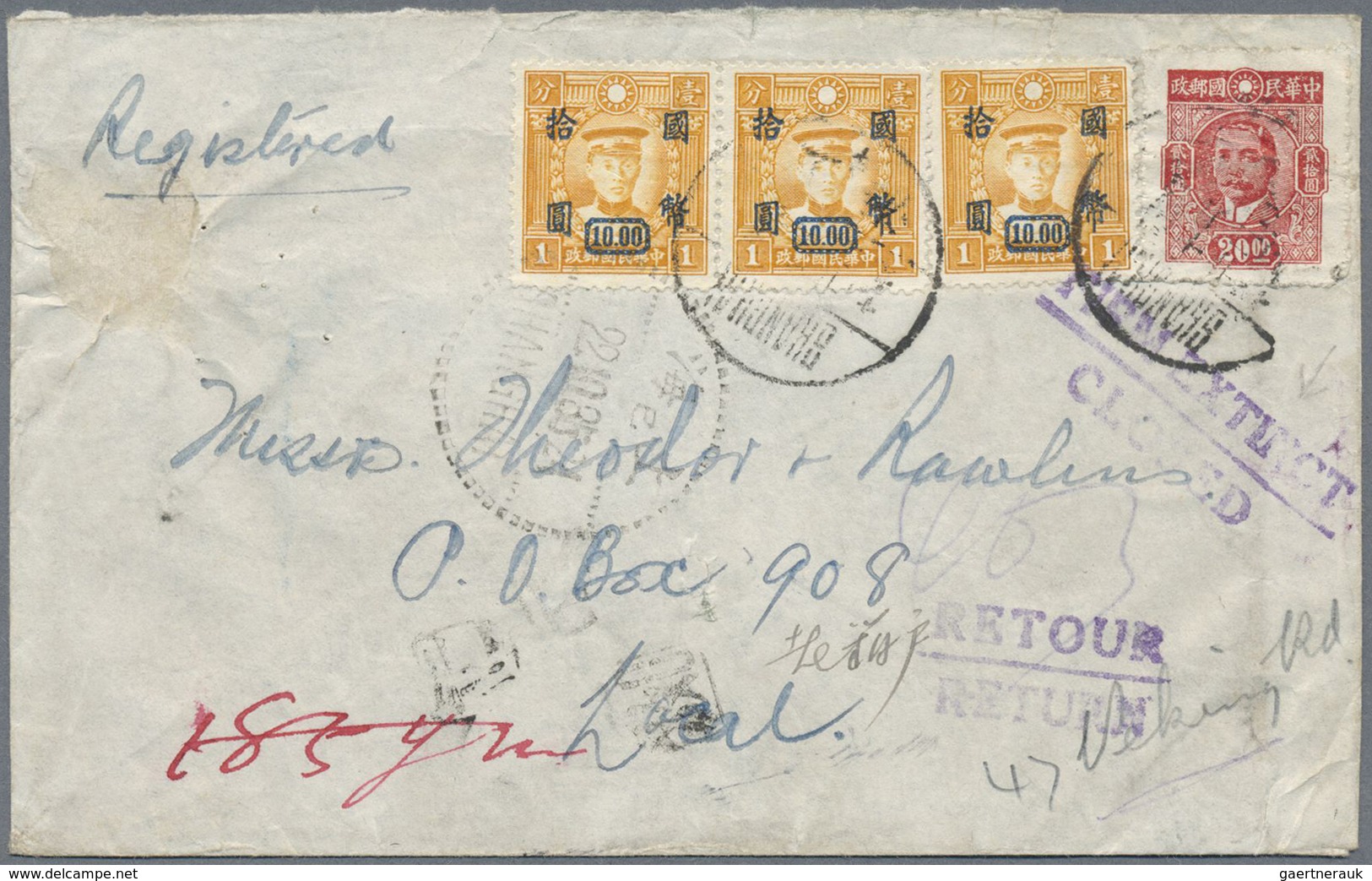 Br/ China: 1931/47, SYS On Covers (9) Or Used Ppc (2) Inc. Censorship And Registration. - Autres & Non Classés