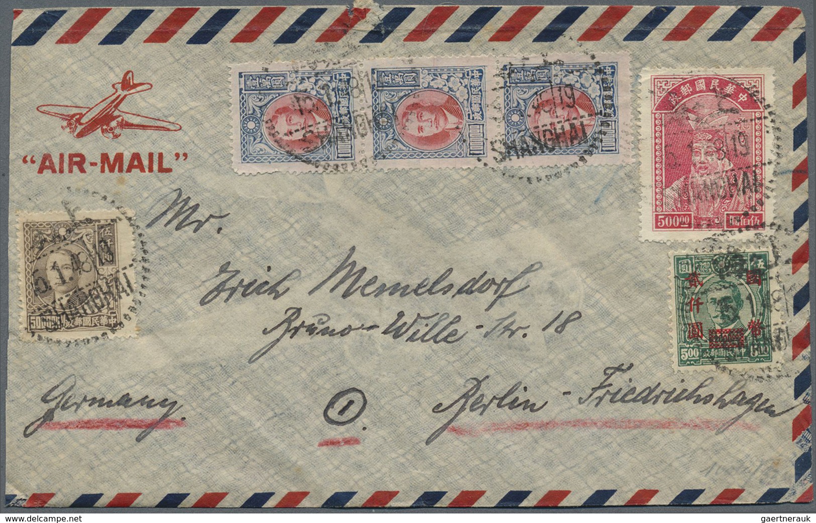 Br/O/ China: 1946/48 (ca.), Covers To Foreign (7) Inc. R-express To USA; Also 1932/48 Used In Bag Inc. Lar - Autres & Non Classés