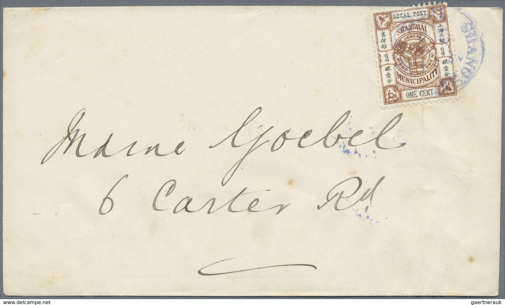 Br China - Shanghai: 1893/94, 1 C. Brown (intaglio Printing) Resp. 2 C. Commemorative Ea. Tied Blue "SH - Other & Unclassified