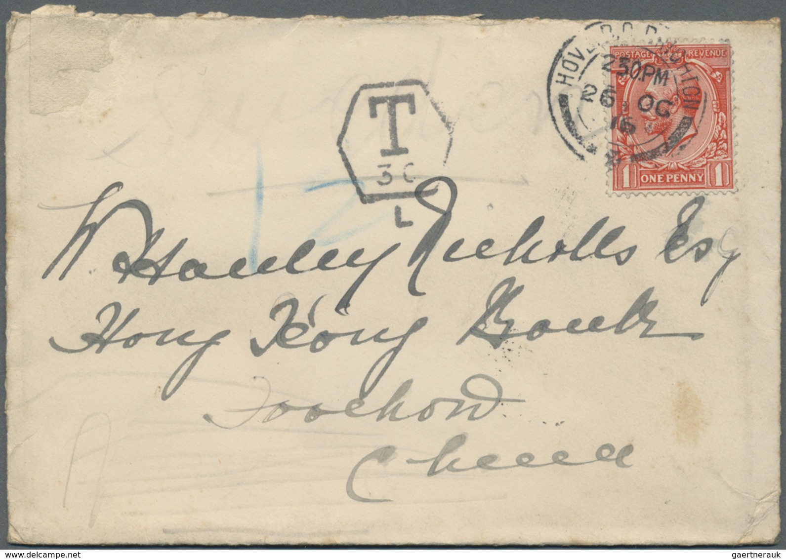 Br China - Incoming Mail: 1916/18, Great Britain, The Nicholls Correspondence Of Small Size Covers (11) - Autres & Non Classés