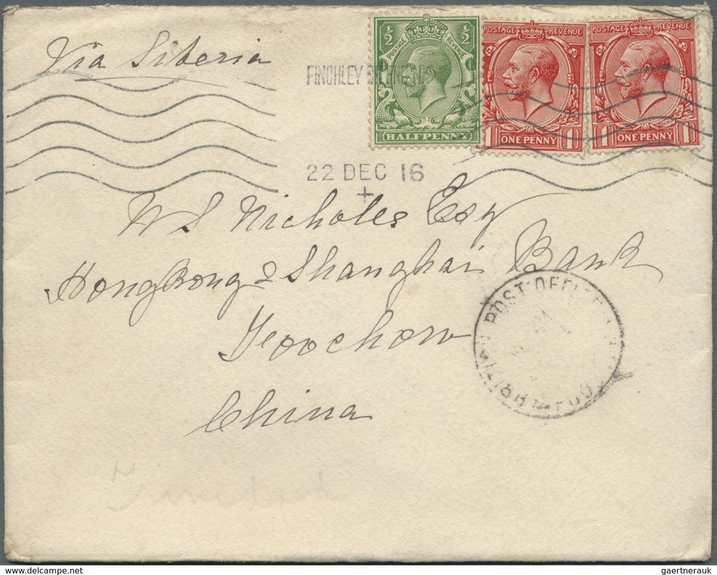 Br China - Incoming Mail: 1916/18, Great Britain, The Nicholls Correspondence Of Small Size Covers (11) - Autres & Non Classés