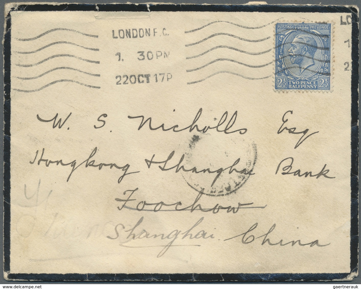 Br China - Incoming Mail: 1916/18, Great Britain, the Nicholls correspondence of small size covers (11)