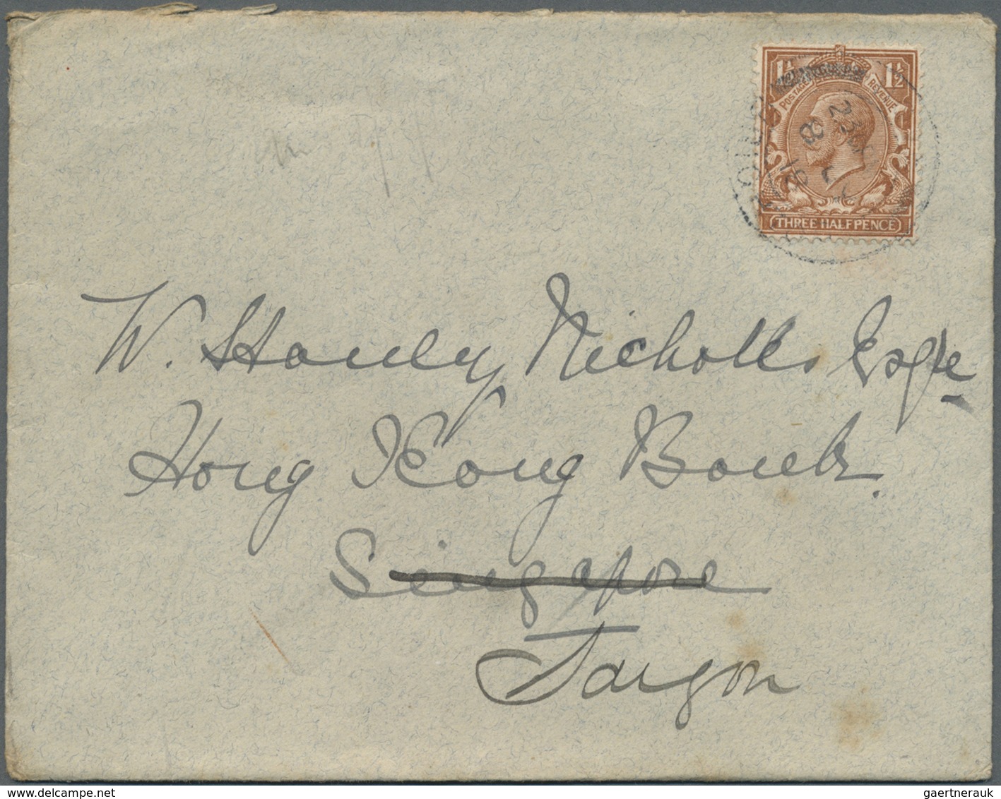 Br China - Incoming Mail: 1916/18, Great Britain, the Nicholls correspondence of small size covers (11)