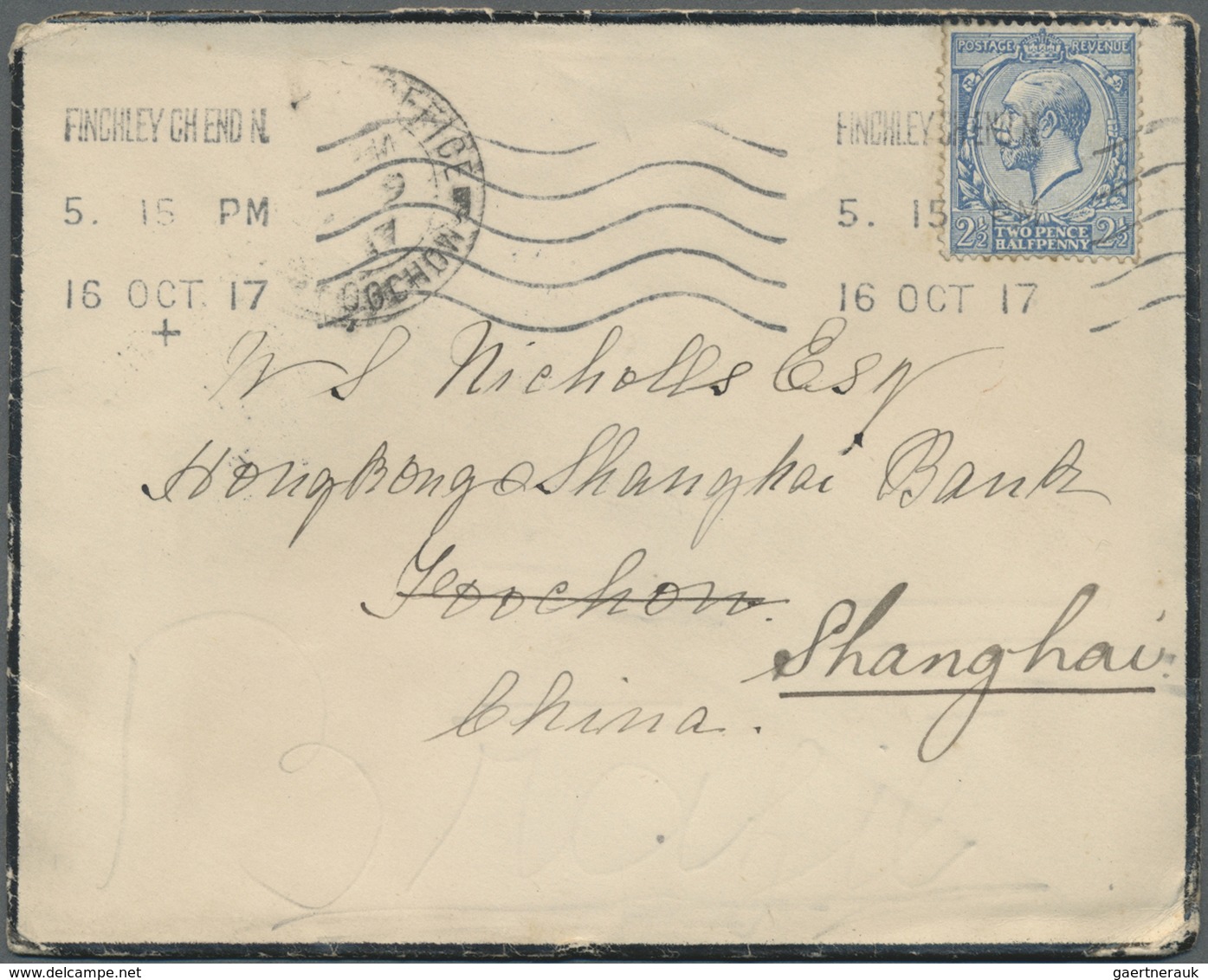 Br China - Incoming Mail: 1916/18, Great Britain, the Nicholls correspondence of small size covers (11)
