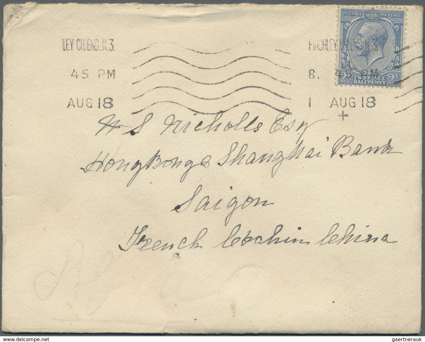 Br China - Incoming Mail: 1916/18, Great Britain, the Nicholls correspondence of small size covers (11)