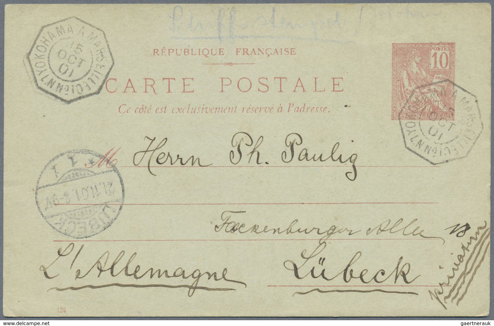 GA China - Fremde Postanstalten / Foreign Offices: French Offices, 1888/1901, Covers (2), Ppc (1), Used - Autres & Non Classés