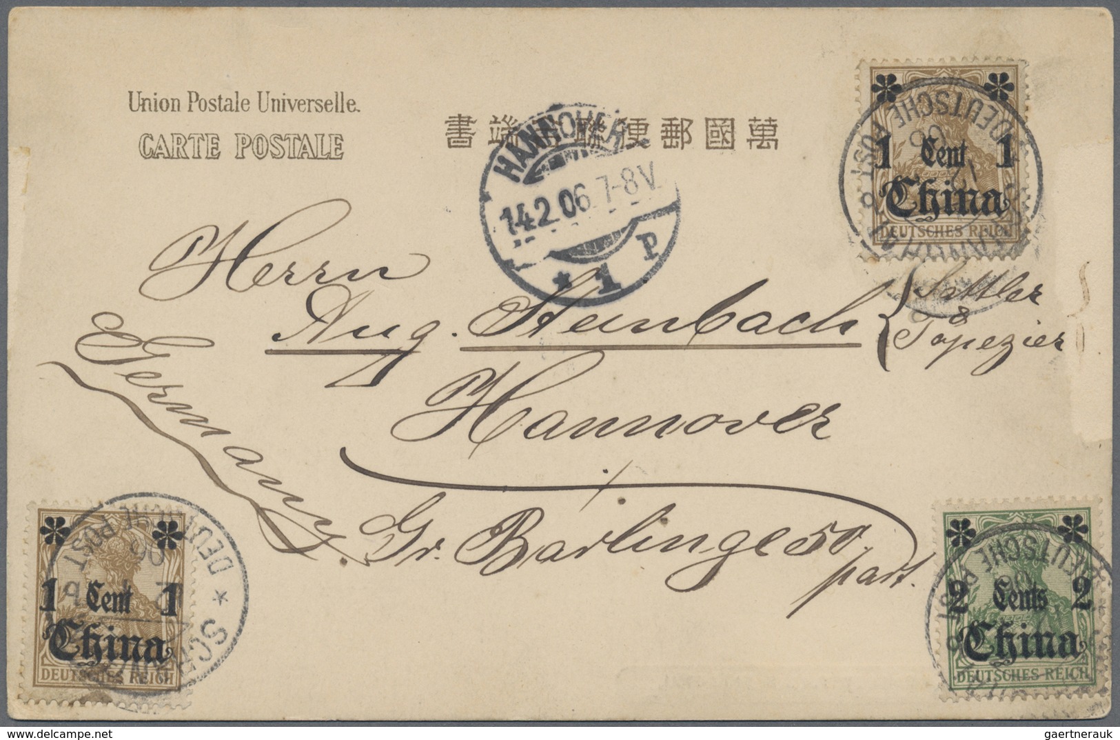 /*/O China - Fremde Postanstalten / Foreign Offices: Germany, 1897/1908 (ca.), Four Ppc At The 5 Pf., 10 - Autres & Non Classés