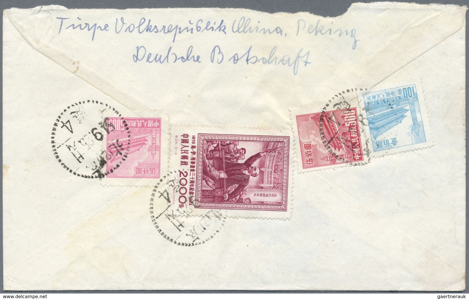 Br China - Volksrepublik: 1950/59, lot airmail covers (12) all used to East Germany inc. interesting Oc