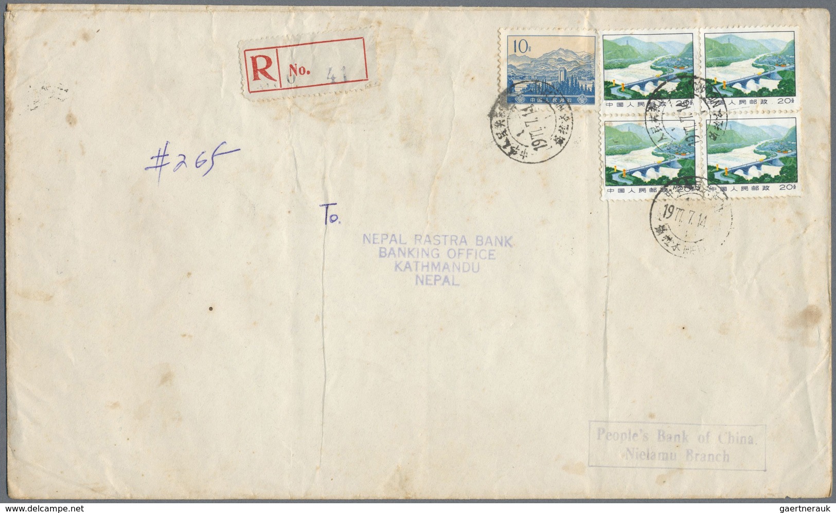 Br/ China - Volksrepublik: 1977/1986 (ca.), PRC used in Tibet: 1977 registered covers (14) from "People'