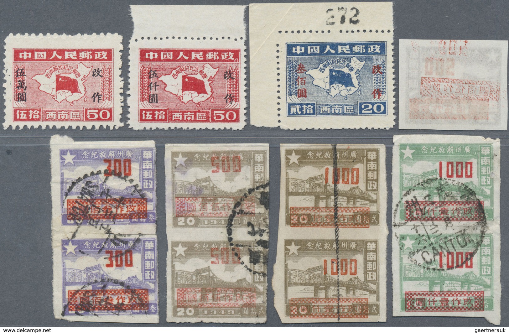 (*)/O/ China - Volksrepublik - Provinzen: Southwest China, South China and related, 1949/50, mint and used
