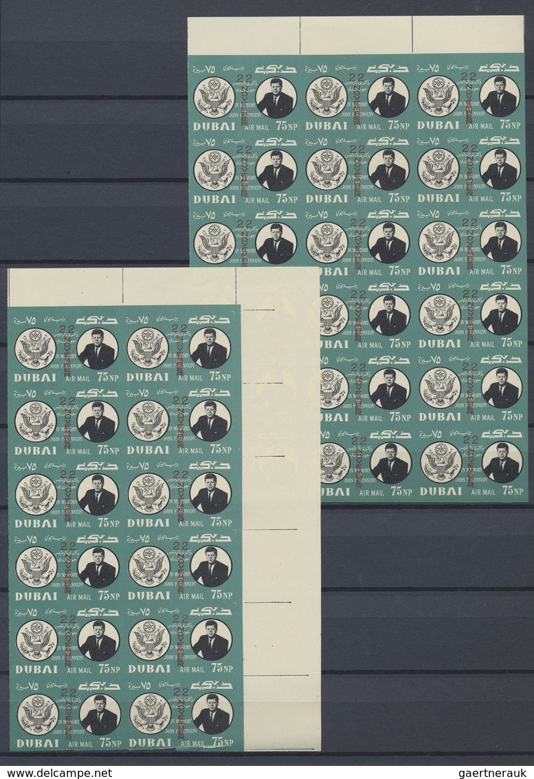 ** Dubai: 1960-70, Album Containing Large Stock Of Perf And Imperf Blocks With Thematic Interest, 1964 - Dubai