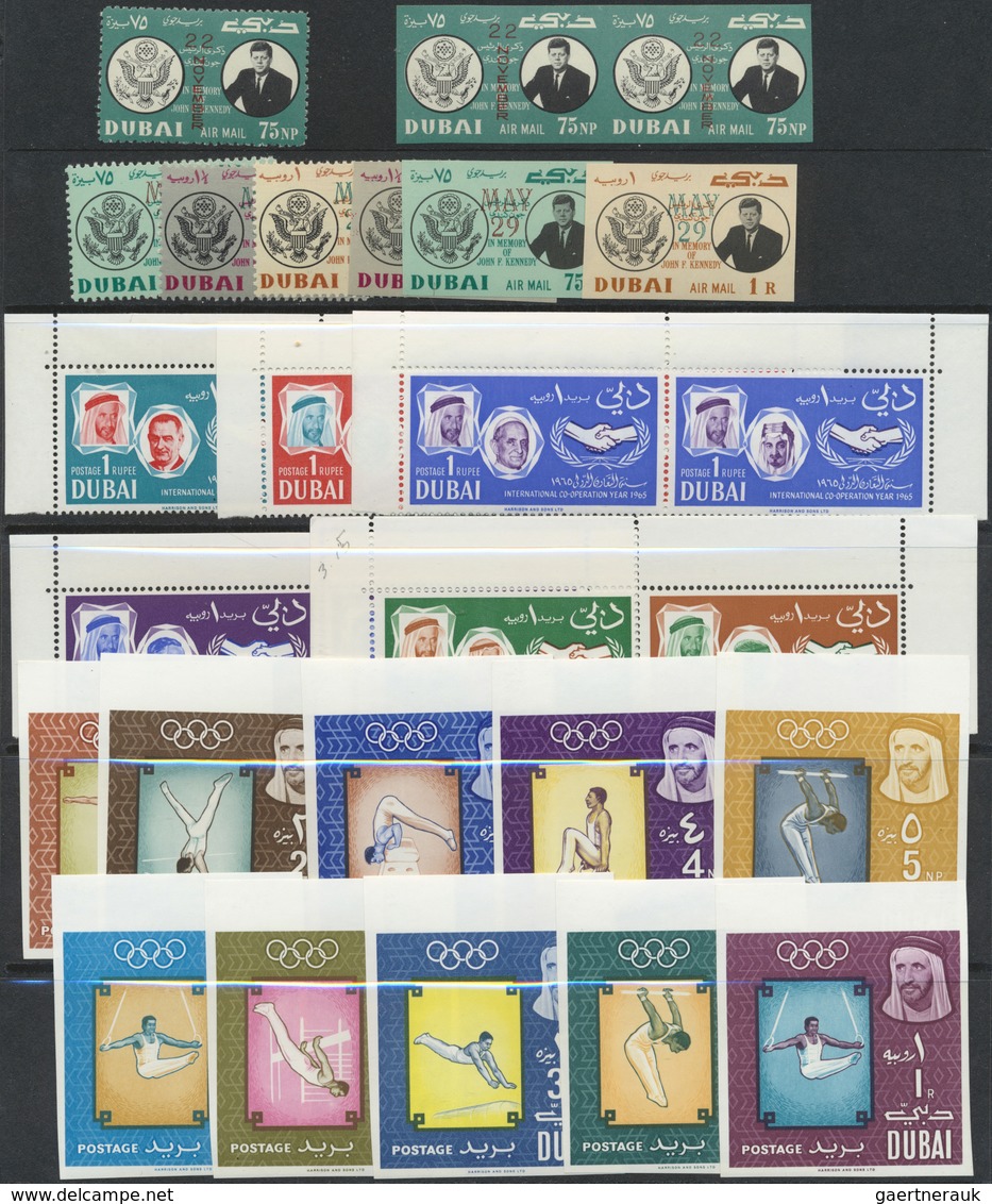** Dubai: 1963/1972, U/m Accumulation In A Binder, Incl. Many "Space" Souvenir Sheets With Double/inver - Dubai