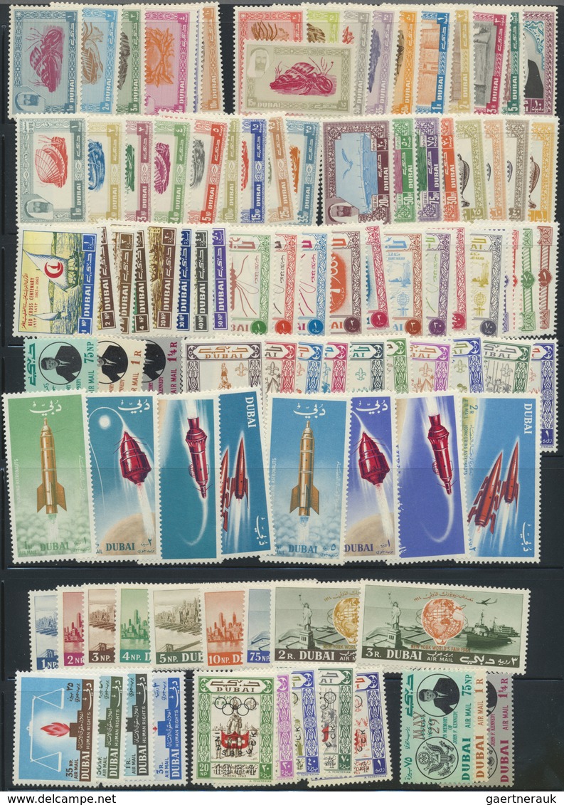 ** Dubai: 1963/1972, U/m Accumulation In A Binder, Incl. Many "Space" Souvenir Sheets With Double/inver - Dubai