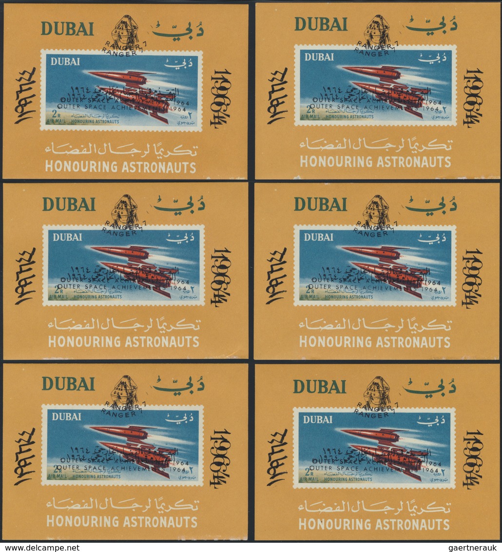 ** Dubai: 1963/1972, U/m Accumulation In A Binder, Incl. Many "Space" Souvenir Sheets With Double/inver - Dubai