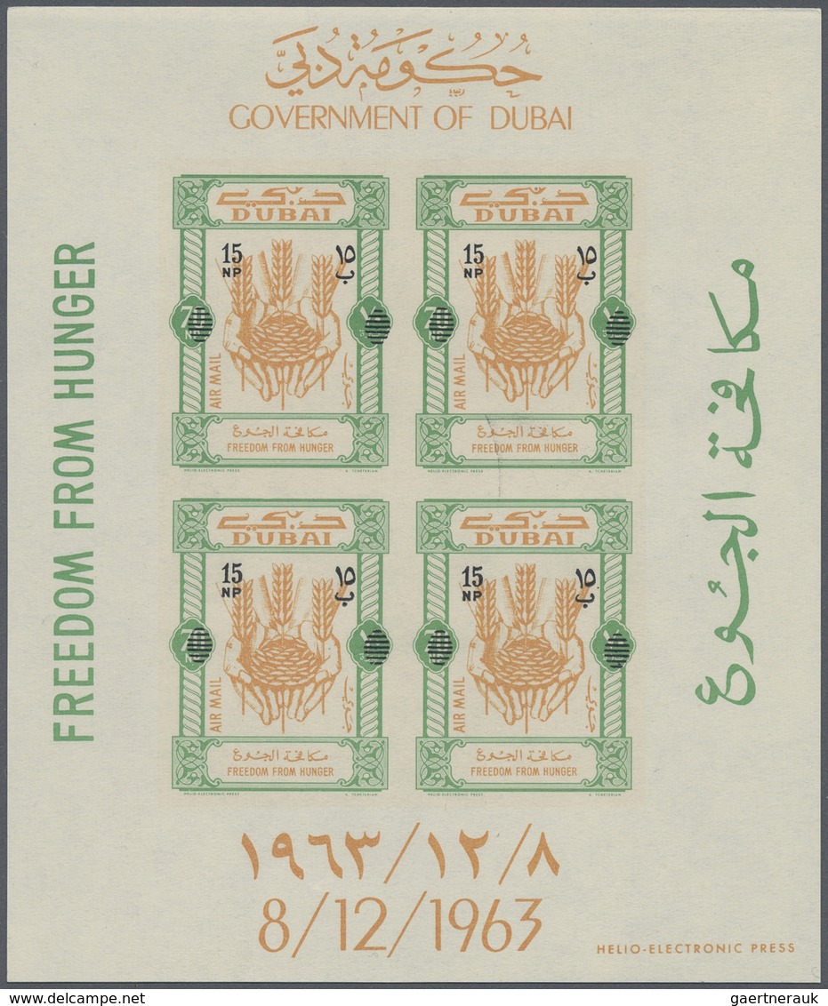 ** Dubai: 1964, FREEDOM FROM HUNGER: Accumulation With About 900 Complete Sets Of Four Different Imperf - Dubai