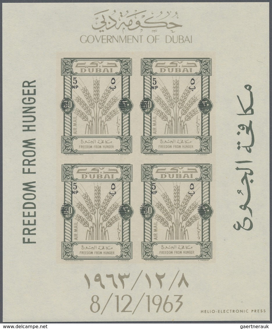 ** Dubai: 1964, FREEDOM FROM HUNGER: Accumulation With About 900 Complete Sets Of Four Different Imperf - Dubai