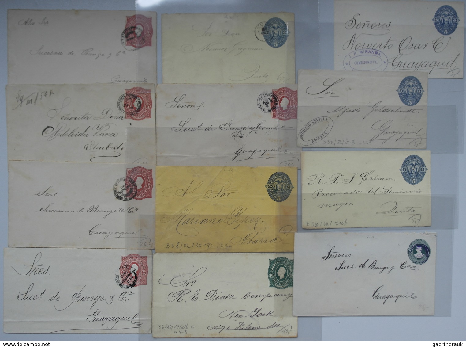 GA Ecuador - Ganzsachen: 1890/1936, lot of 30 used stationeries, comprising cards and envelopes, some p