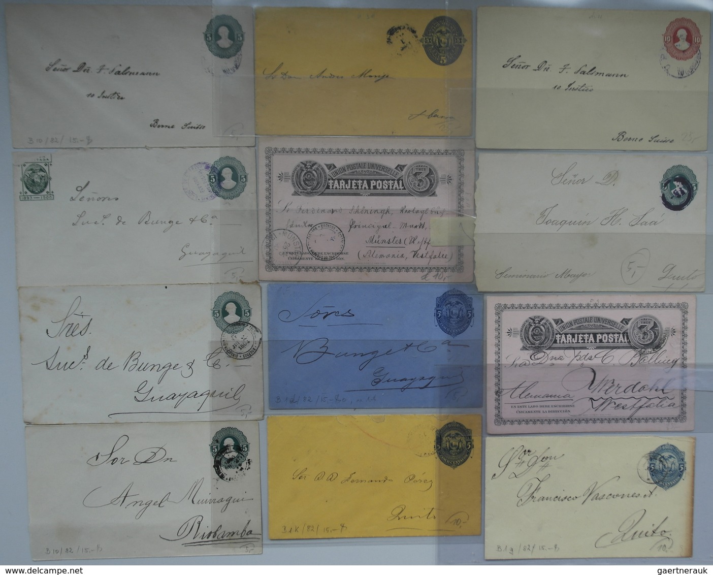 GA Ecuador - Ganzsachen: 1890/1936, lot of 30 used stationeries, comprising cards and envelopes, some p