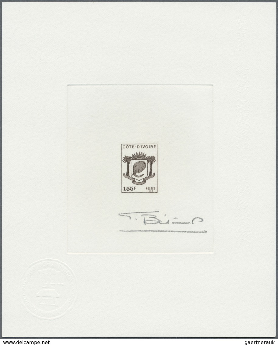 Elfenbeinküste: 1964/1976 (approx). Collection Of 10 Different Epreuves D'artiste Signée Showing Var - Lettres & Documents