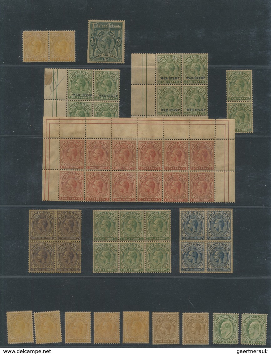 (*)/O/* Falklandinseln: 1880/1918 (ca.), Mainly Unused Collection Of Apprx. 185 Stamps QV. KEVII And KGV, In - Falkland