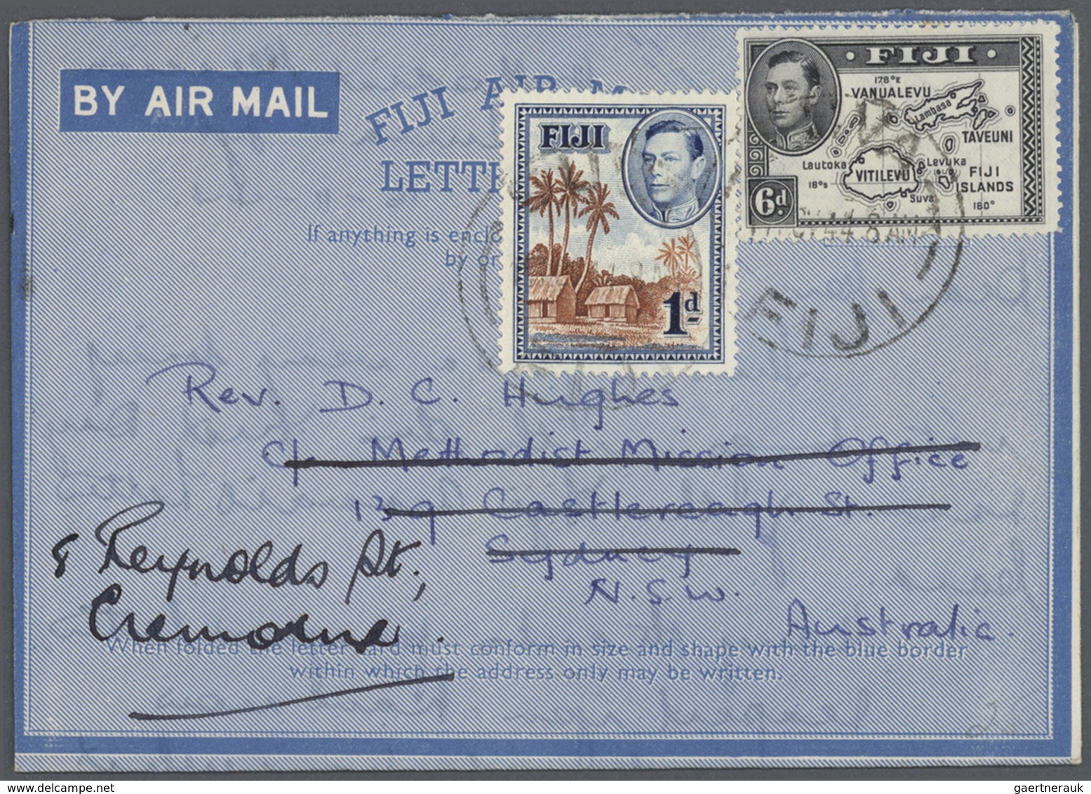 GA Fiji-Inseln: 1944/1990 (ca.), accumulation with about 540 unused and used/CTO airletters and AEROGRA