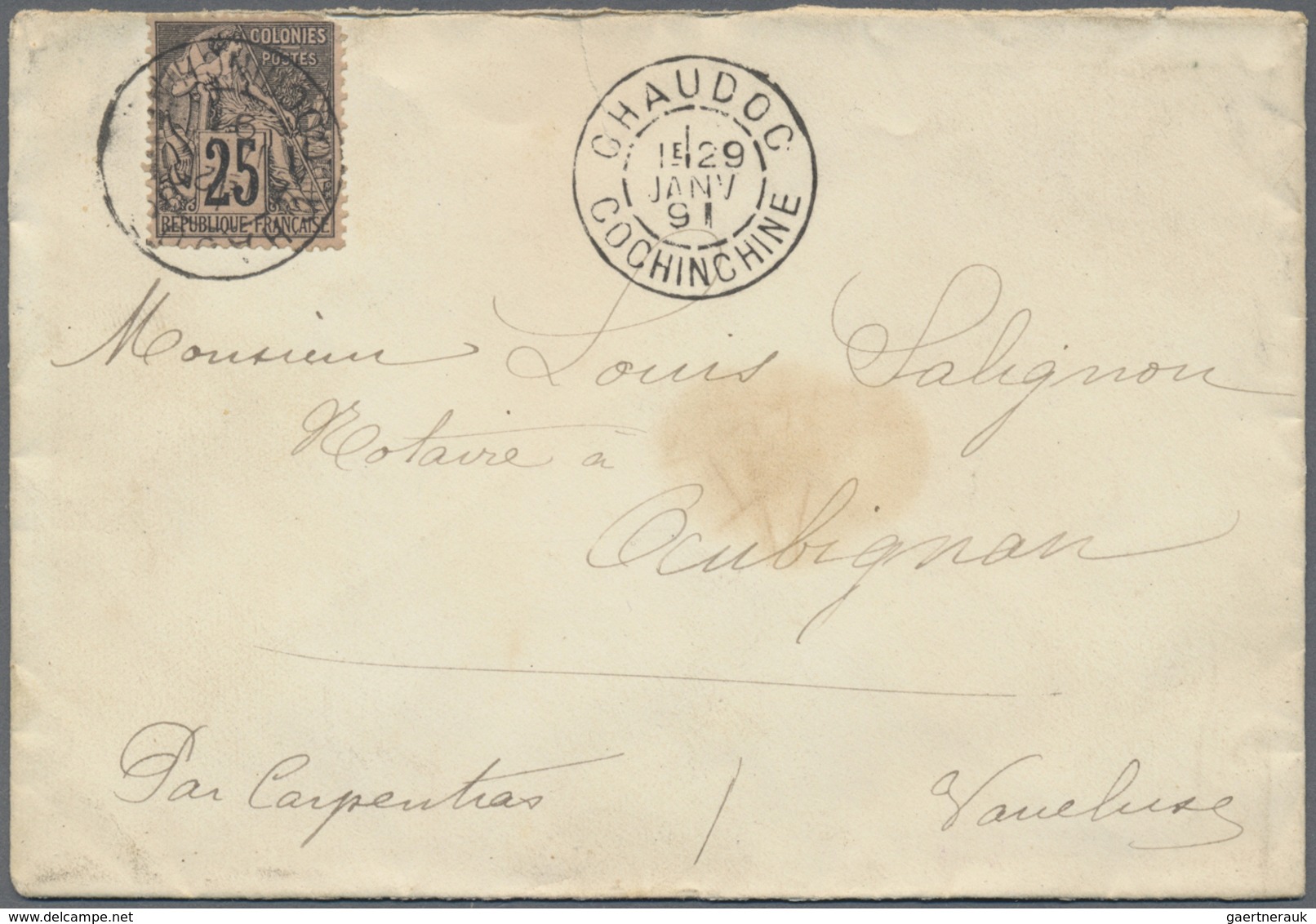 Br Französisch-Indochina: 1890/1901, Correspondence  Of 28 Covers From Cochinchine To Aubignan/Vaucluse - Lettres & Documents