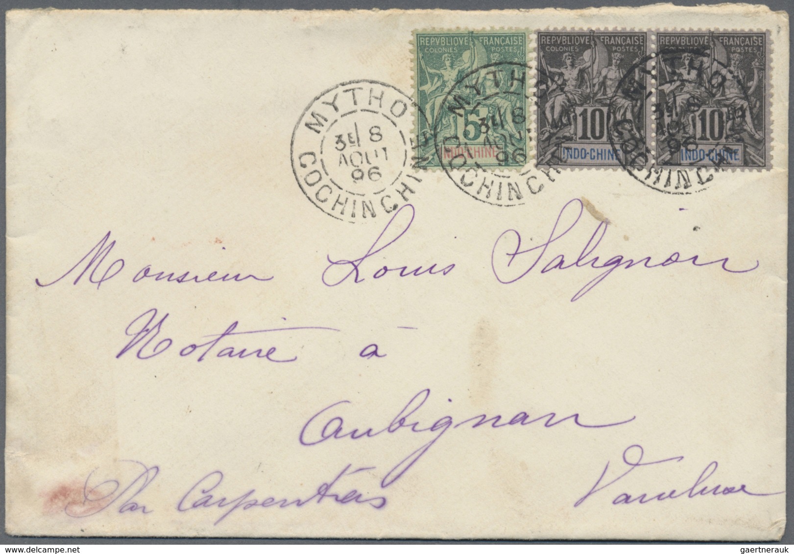 Br Französisch-Indochina: 1890/1901, correspondence  of 28 covers from Cochinchine to Aubignan/Vaucluse