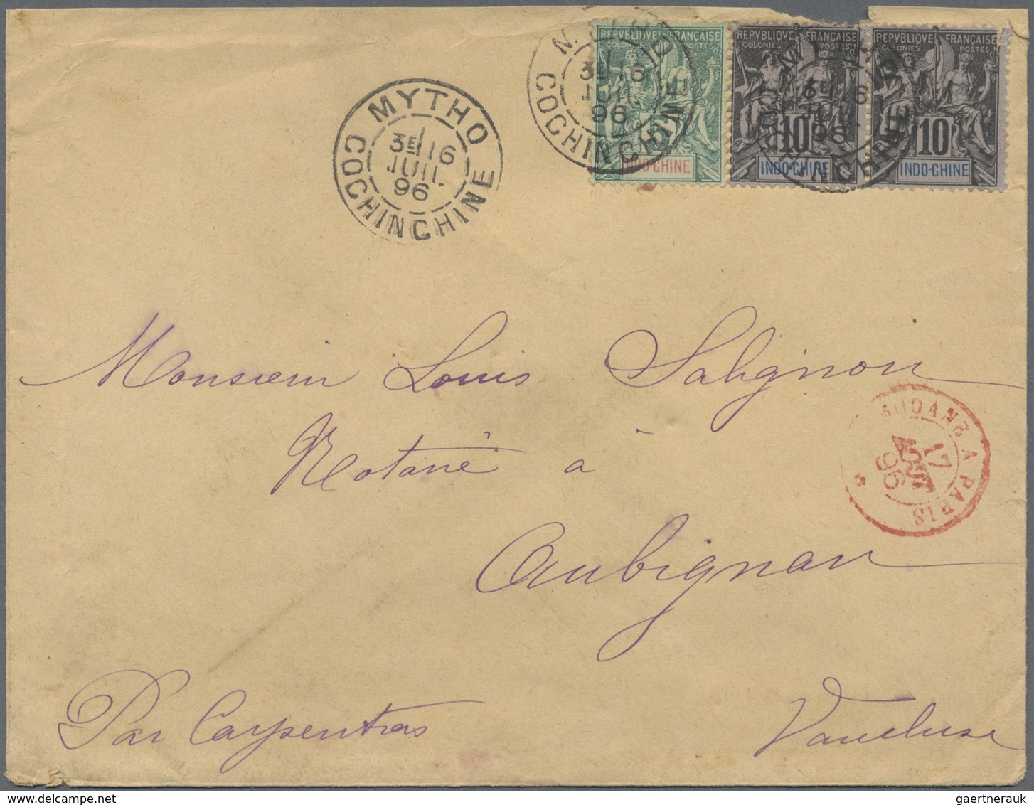 Br Französisch-Indochina: 1890/1901, correspondence  of 28 covers from Cochinchine to Aubignan/Vaucluse